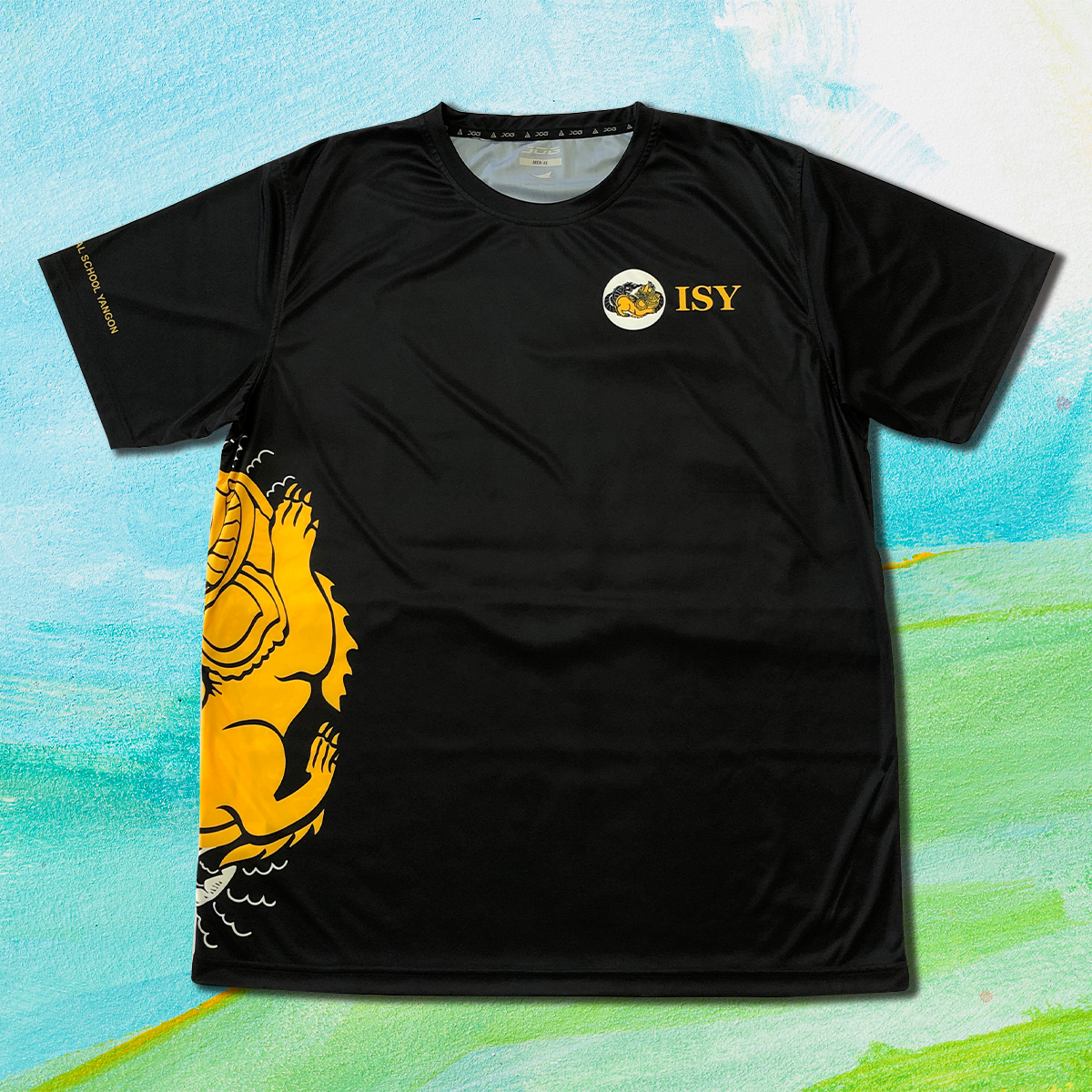 W-BLACK T-SHIRT WITH CHINTHE LOGO AT WAIST